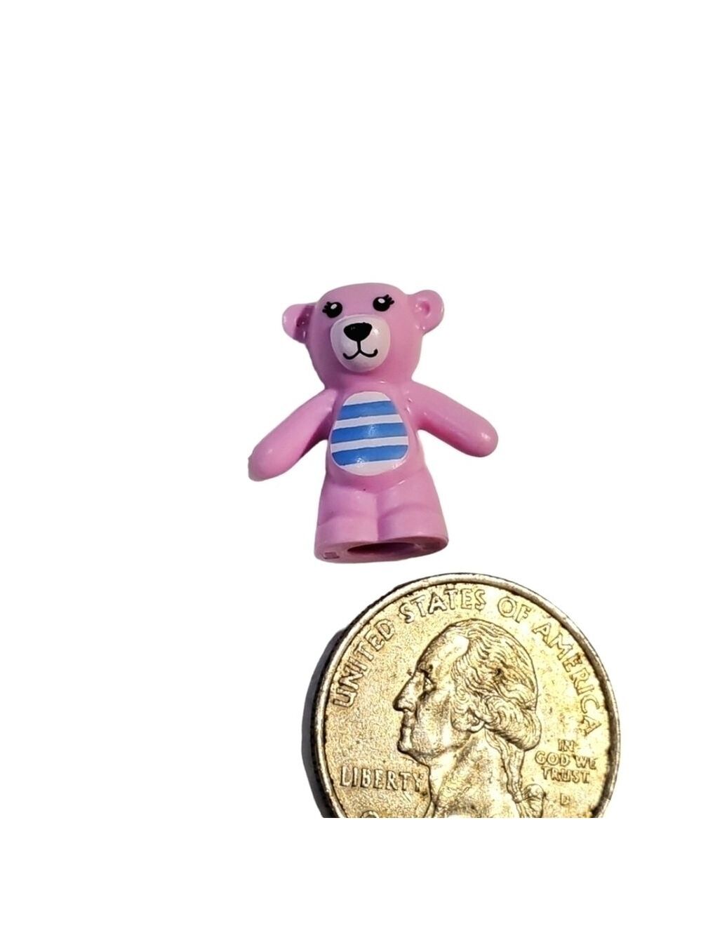 Lego Pink Teddy Bear mini figure blue white striped belly